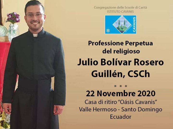 Invito: Professione Perpetua del religioso Julio Bolívar Rosero Guillén, CSCh.