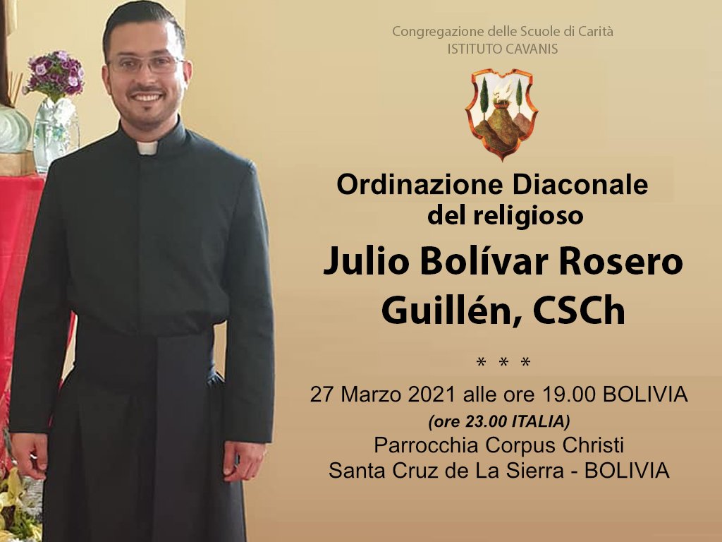 Invito - Ordinazione Diaconale del religioso Julio Bolívar Rosero Guillén, CSCh.