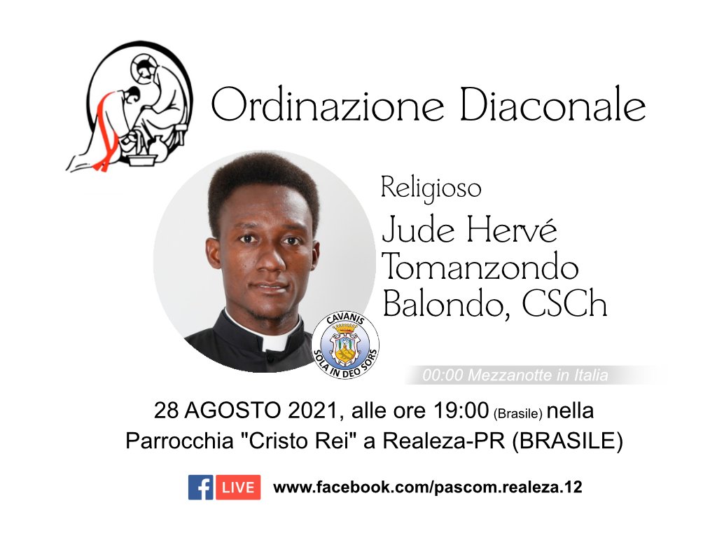 Invito - Ordinazione Diaconale del religioso Jude Hervé Tomanzondo Balondo, CSCh