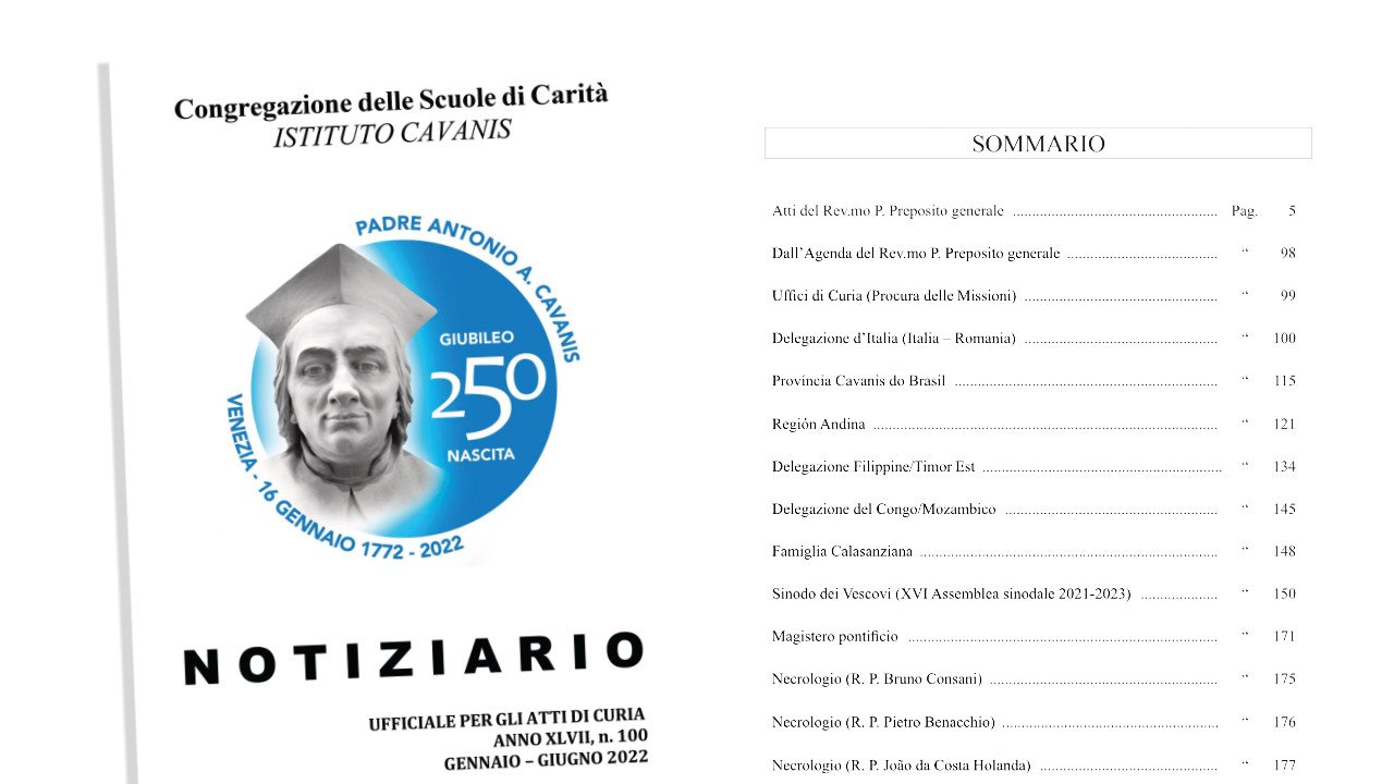 Copertina e Sommario. Notiziario ufficiale per gli atti di Curia.