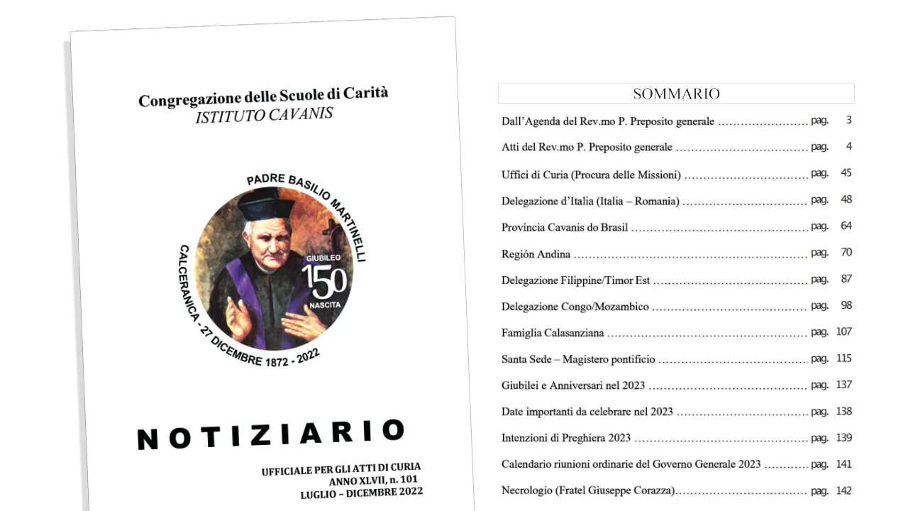 Copertina e Sommario. Notiziario ufficiale per gli atti di Curia.